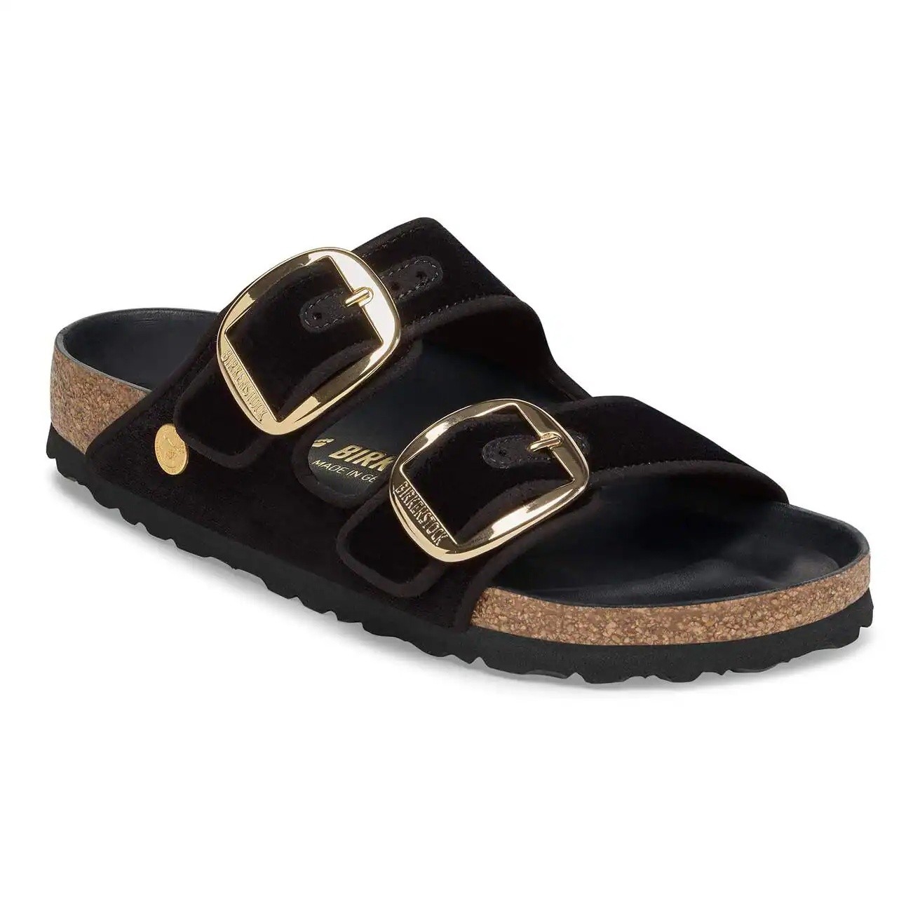 Birkenstock Women’s Arizona Big Buckle Piping Rivet Black Velvet Sandals NW/OB