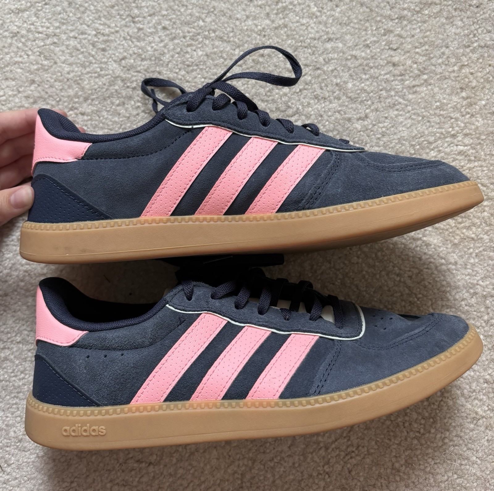 Adidas Breaknet Sleek Shoes in the Shadow Navy / Pink Spark Superfoam Womens 9