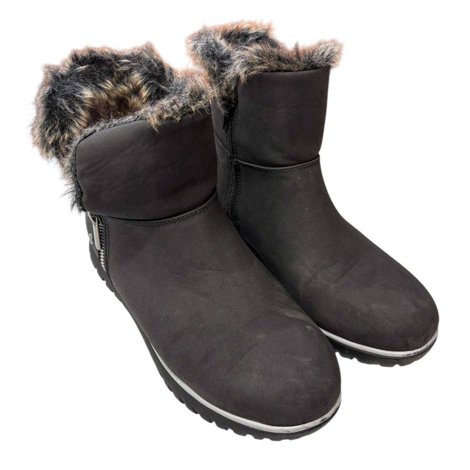 London Fog Women’s Whiteout Faux Fur Short Ankle Side Zip Winter Cozy Boots 8