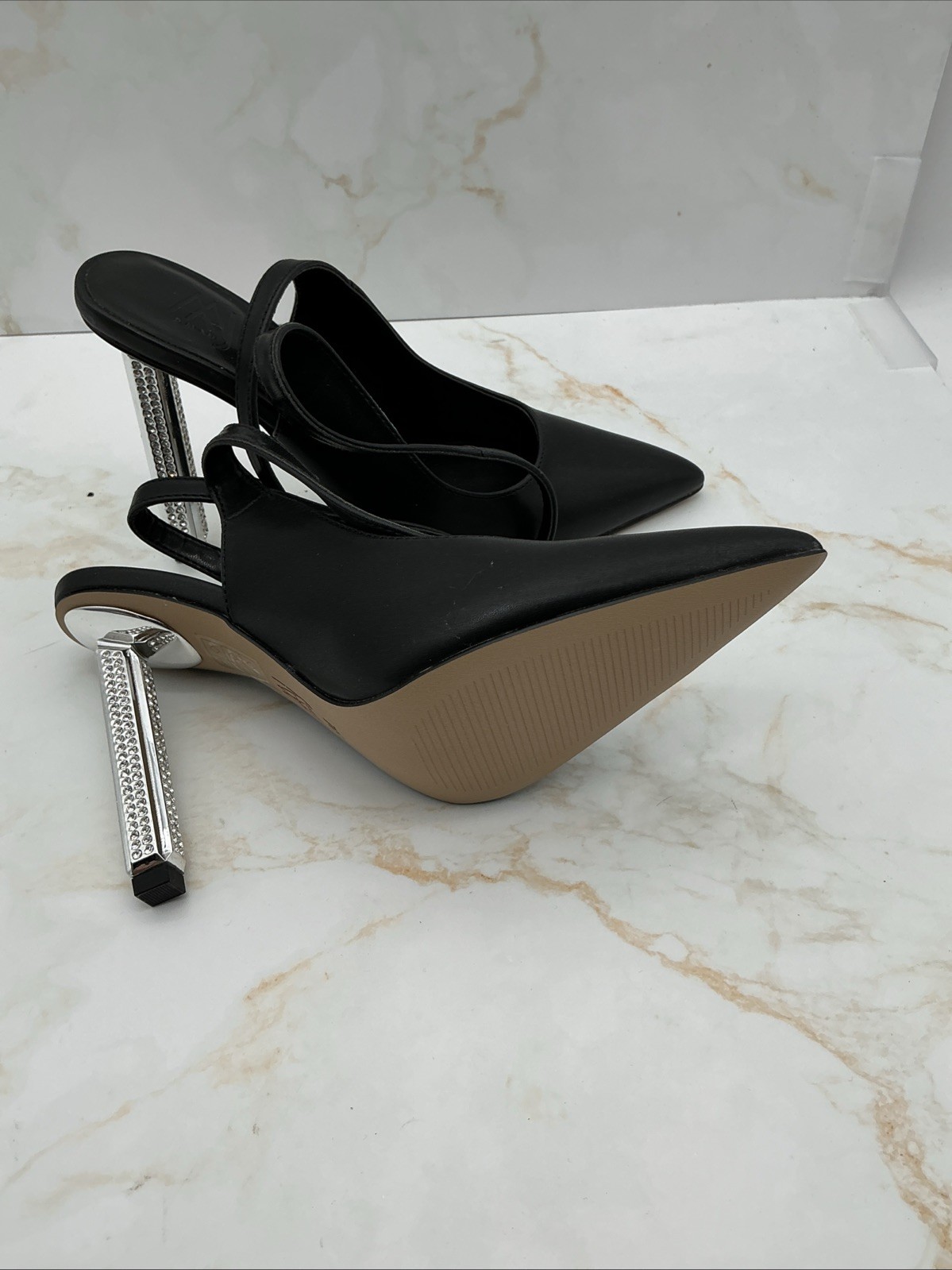 Aaj by Aminah Women’s Saraphina Embellished Heel Ankle-Strap Pumps – Black 5 M