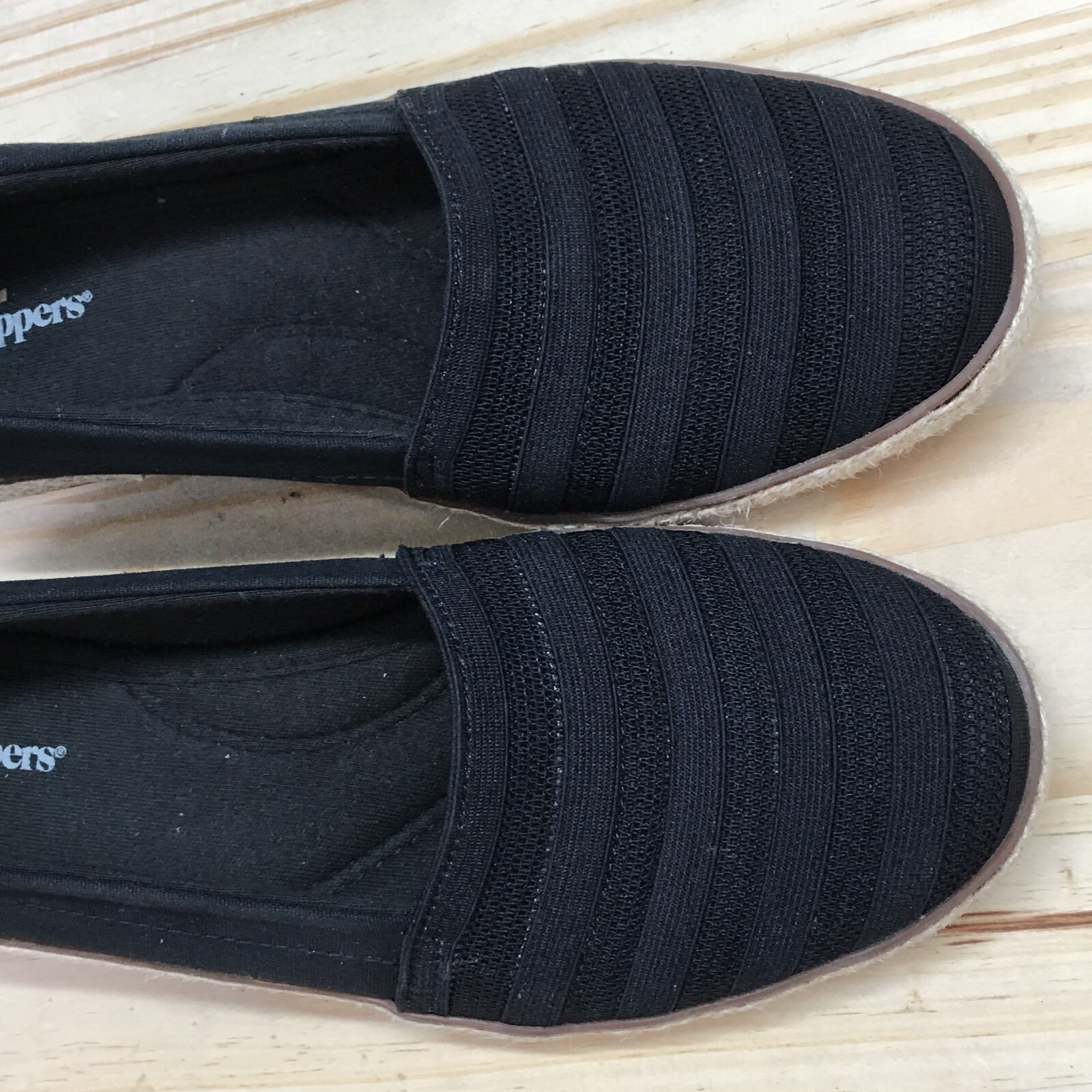 Grasshoppers Shoes Womens 6.5 M Cleo Casual Slip On Wedge Loafer Black Fabric