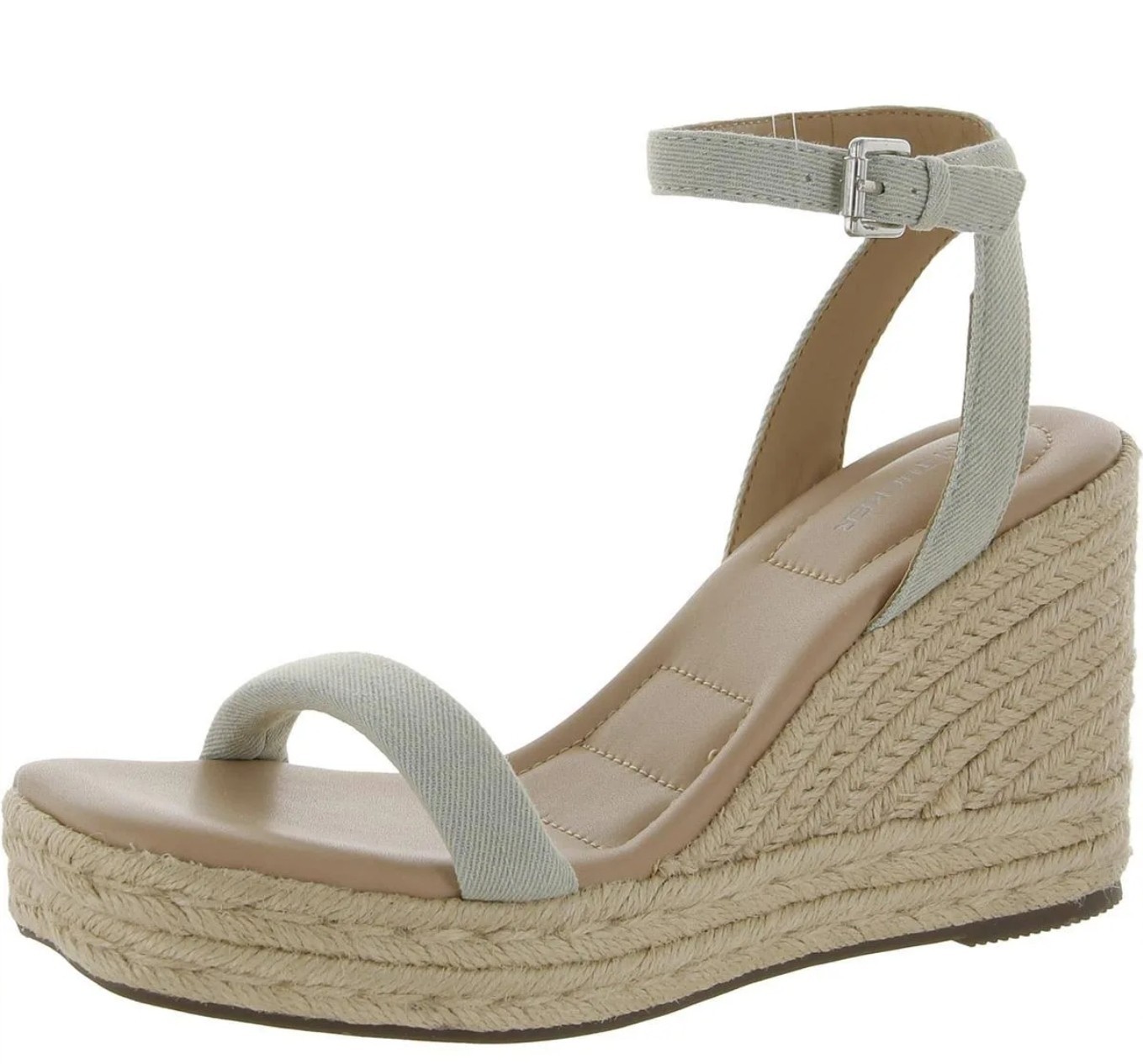 Women’s Padded Light Blue Denim Wedge Espadrille Platform Sandals 9 M