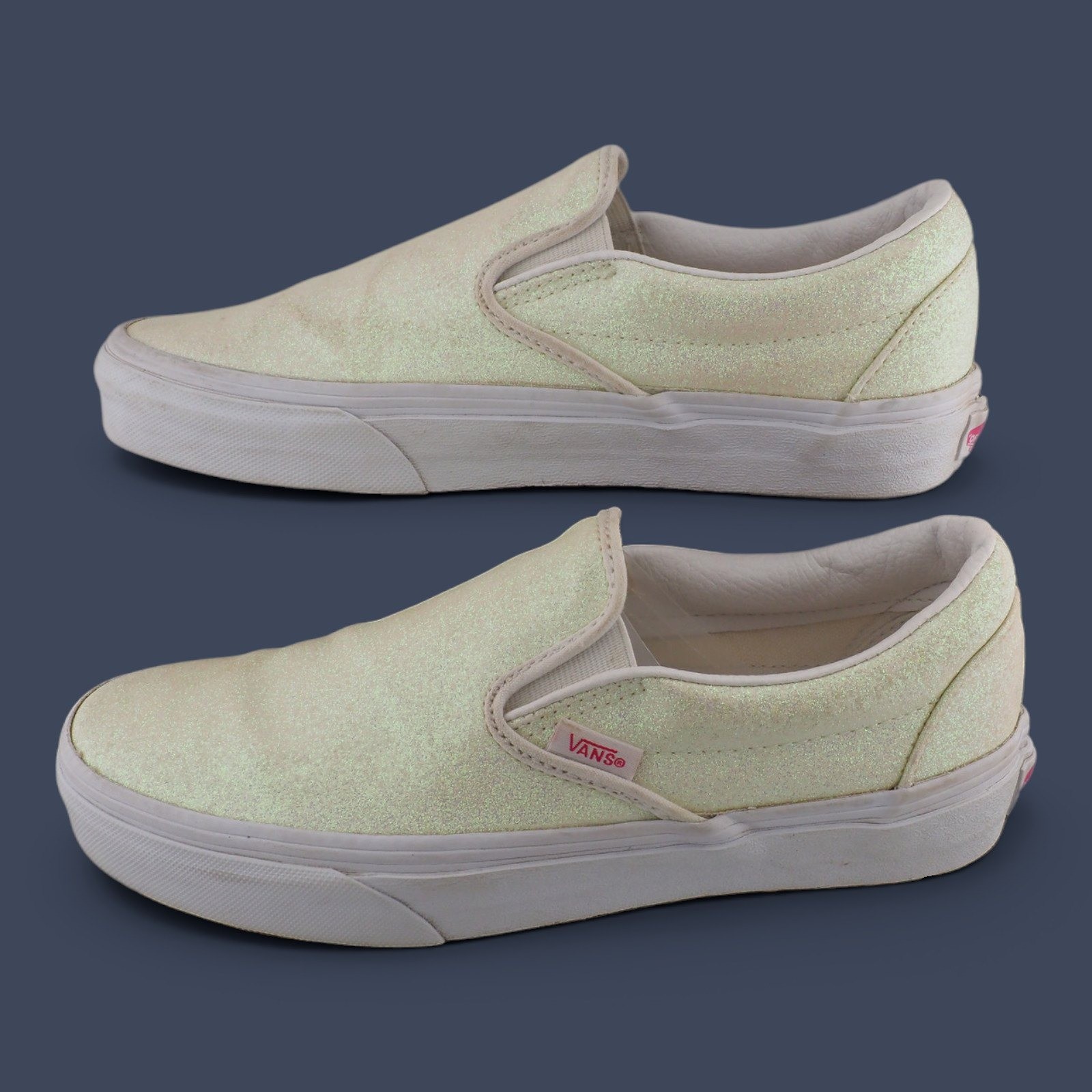 Vans Classic Slip-On Iridescent Glitter Green / Pink Sneakers Low Tops Women 7