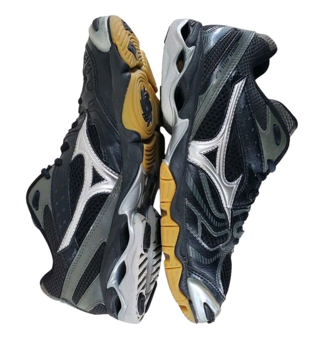 Mizuno Wave Bolt 2 Shoes Womens 8 Black Silver Running Athletic Gym