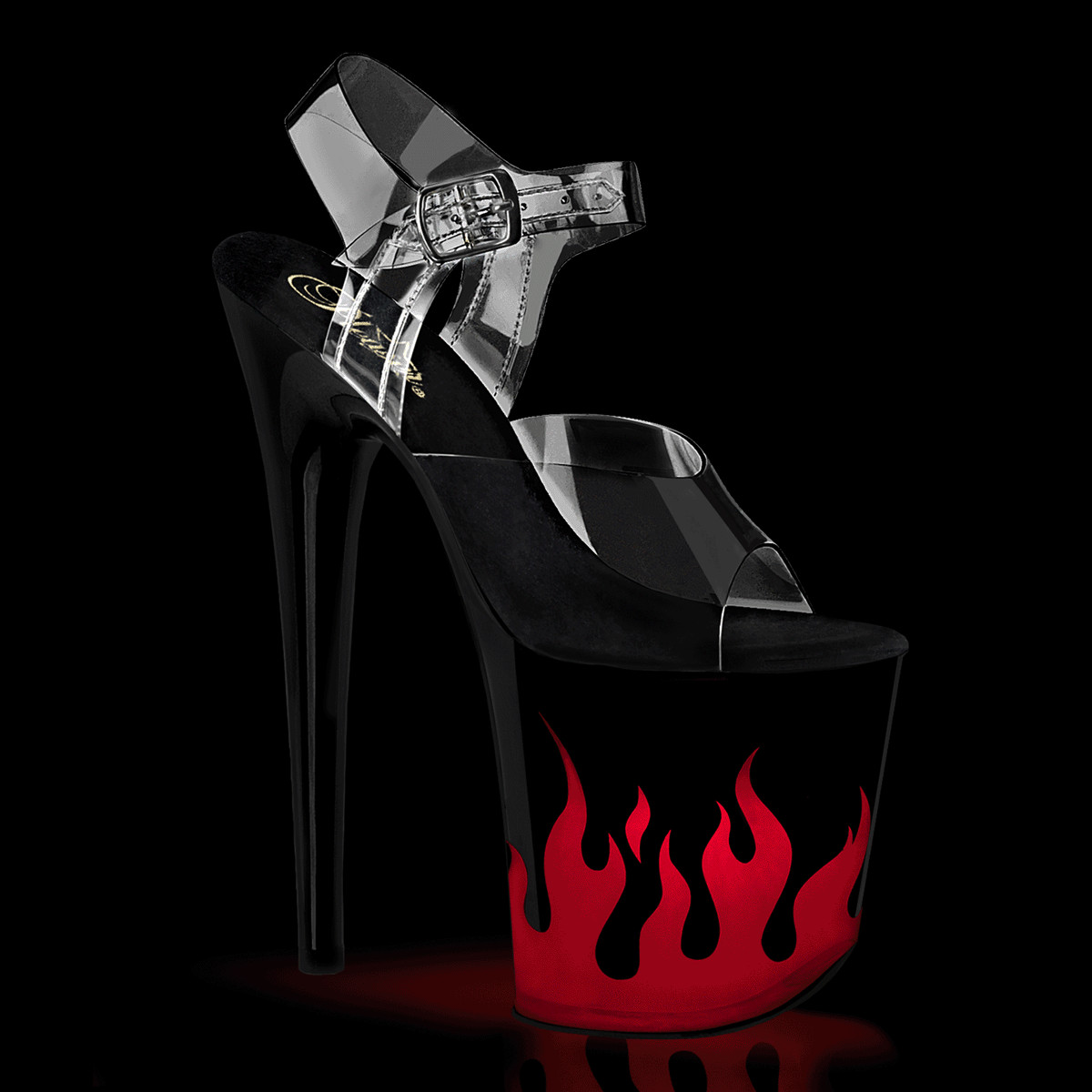PLEASER FLAMINGO-808NLFL Women’s 8″ Heel Platform LED Illuminated Strap Shoes