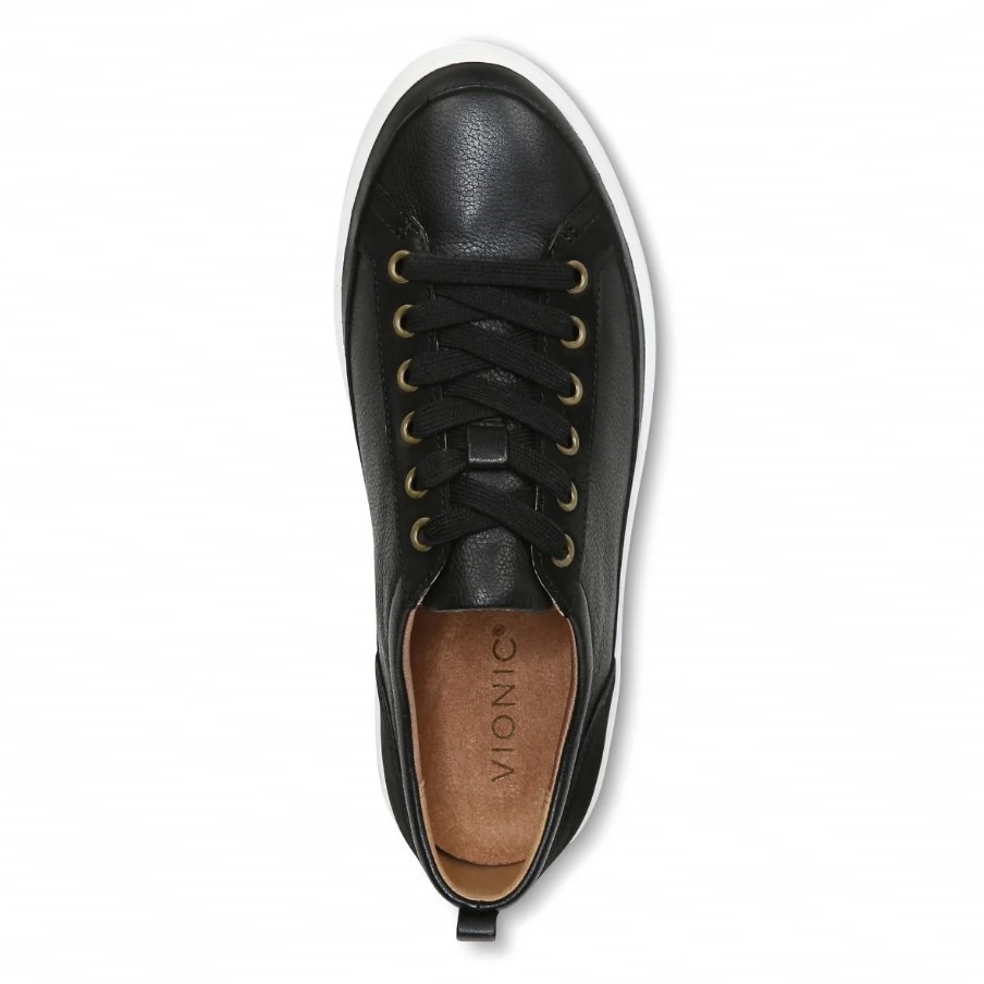 VIONIC Women Winny Sneaker, Onyx Leather (NEW)