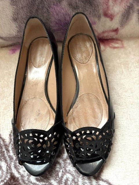 JG Evaluna Black Leather Top Shoes Open Toe Size 7.5
