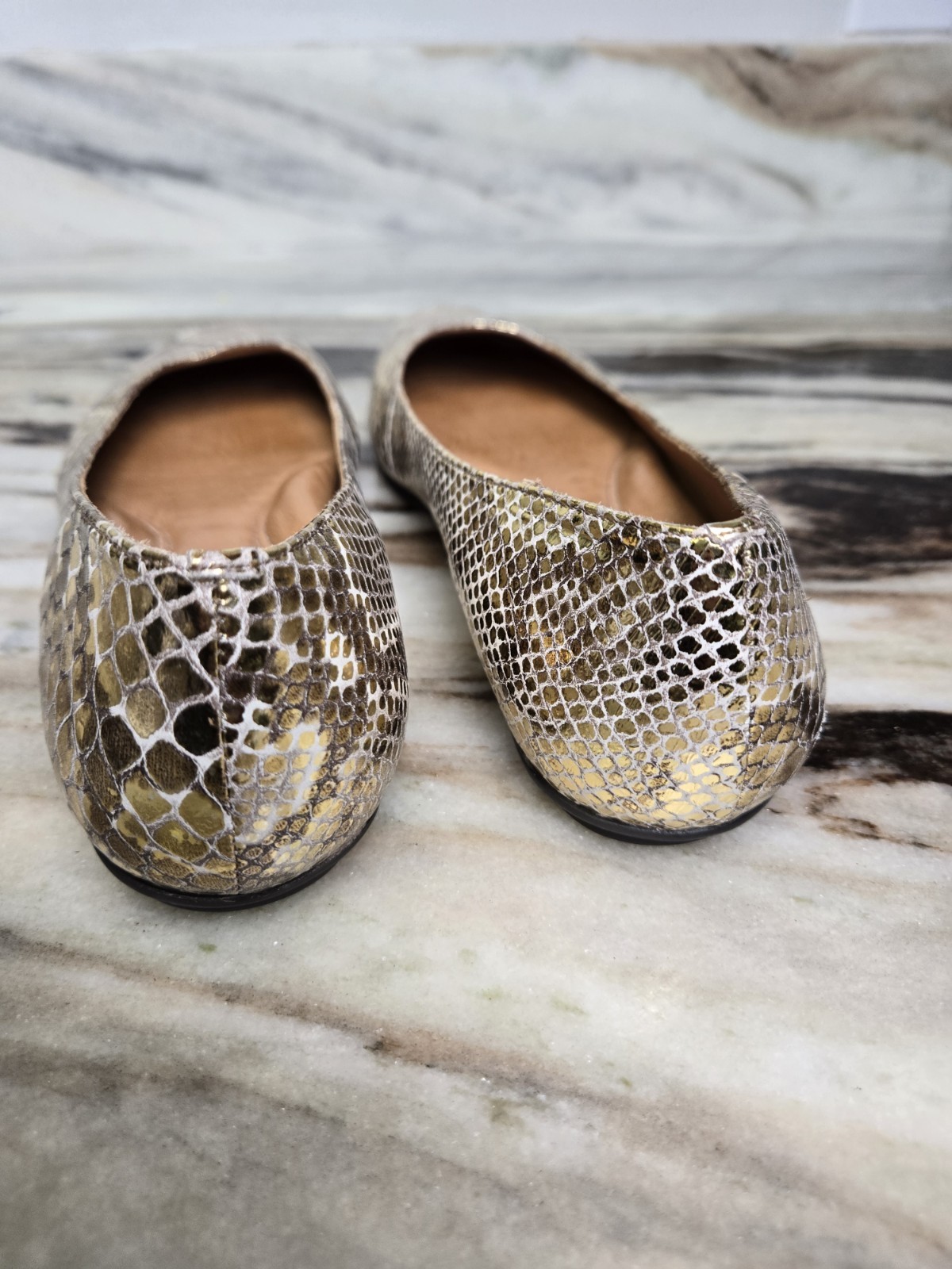 Nurture gold metallic snakeskin print ballet flats size 6m comfort