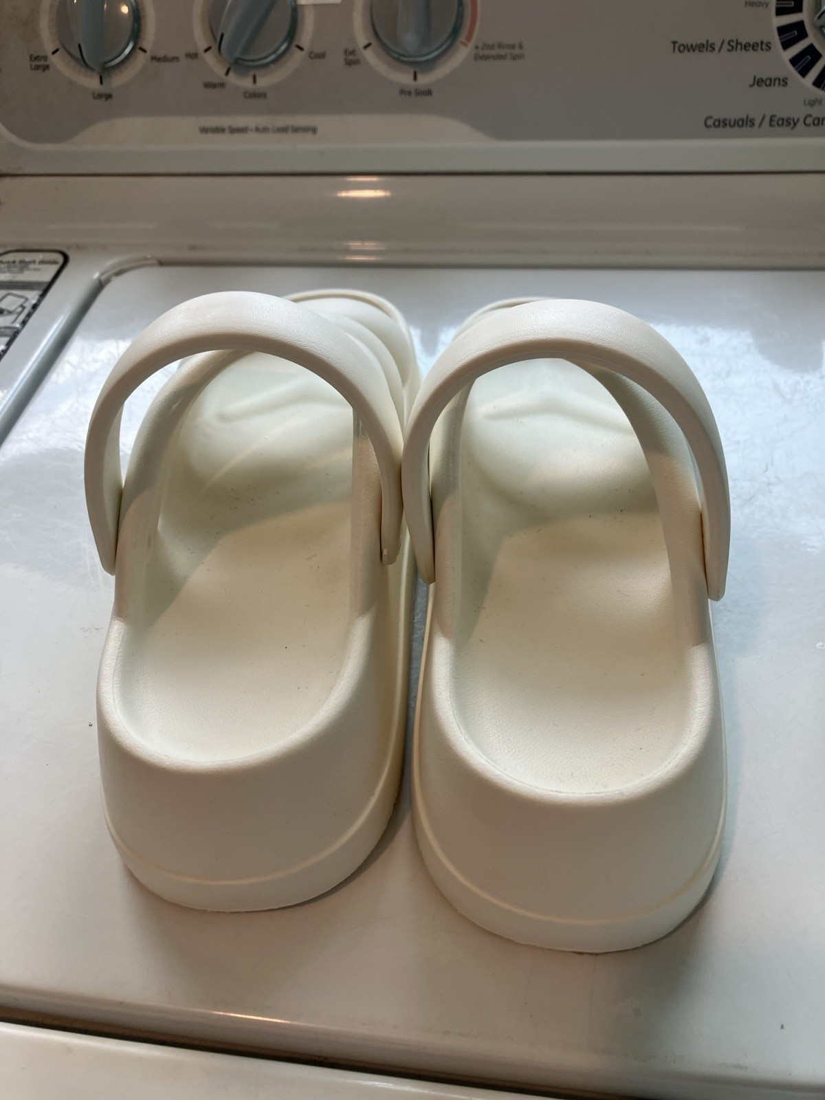 Platform Eva rubber foam slip on white platform Cross-Strap Slide Sandals 7.5