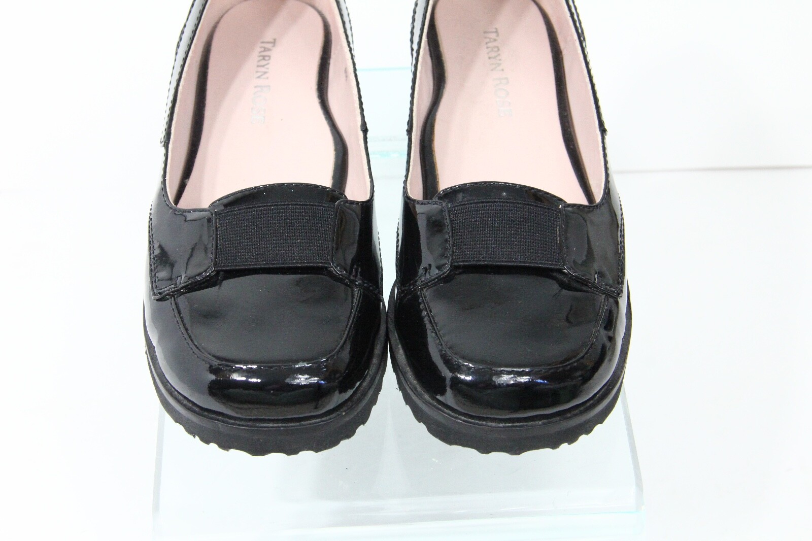 Taryn Rose Black Loafers sz 6 Women Patent Leather Shoes Chunky Flat Winter Fall