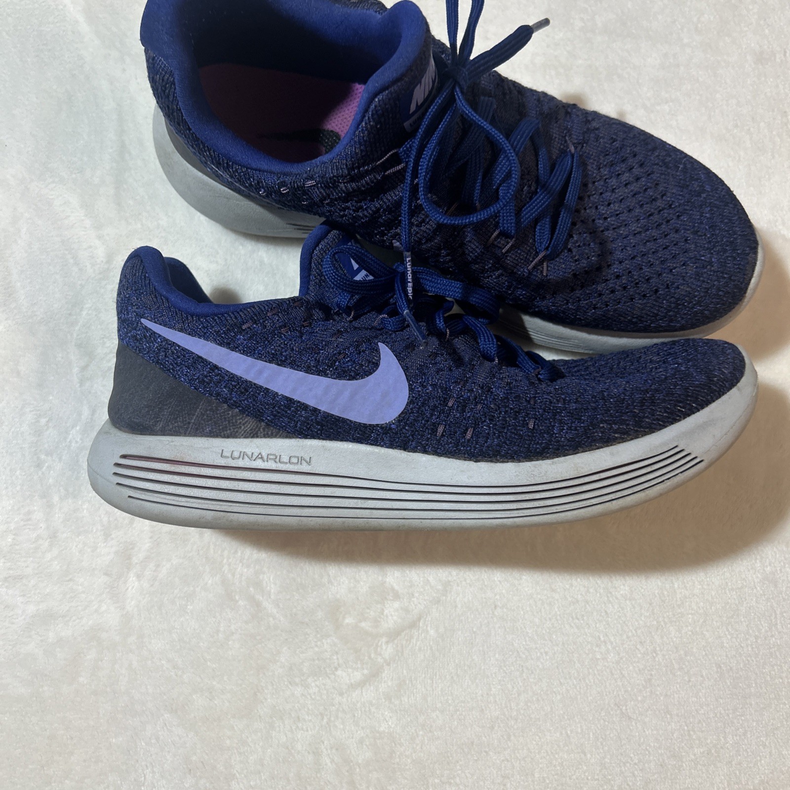 Nike Lunarepic Low Flyknit 2 Running Shoes Womens Sz 7.5 Blue 863780-501