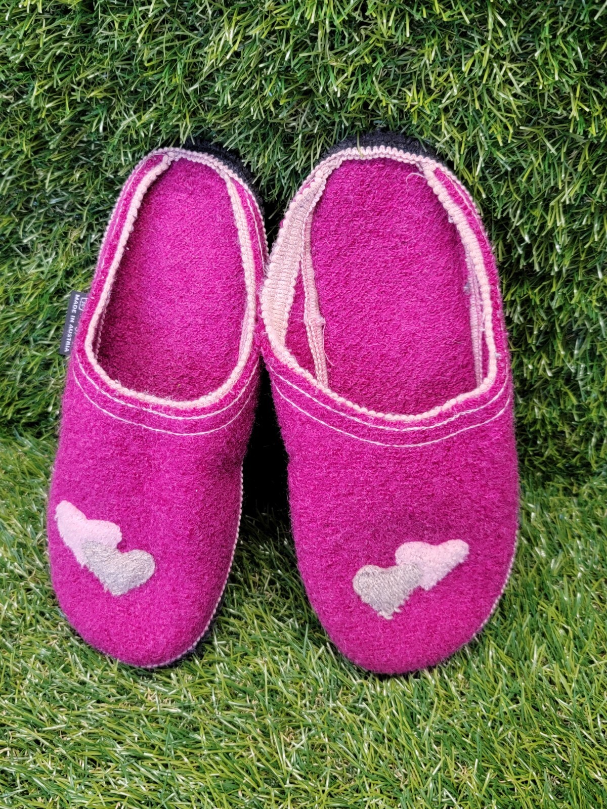 Kitz Pichler Austria Boiled Wool Hot Pink Slippers Women’s House Shoes Sz 37 EUR