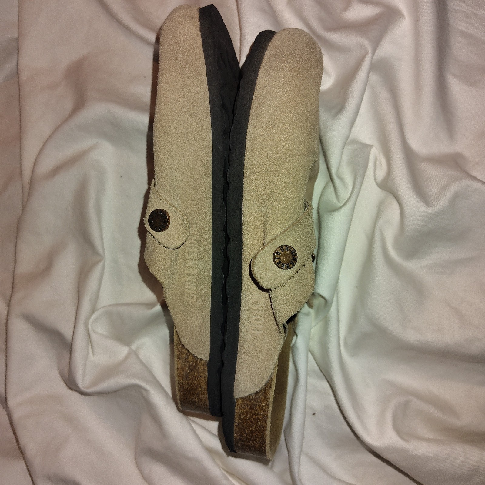 birkenstock sandals women 38 boston soft footbed taupe beige rounded toe