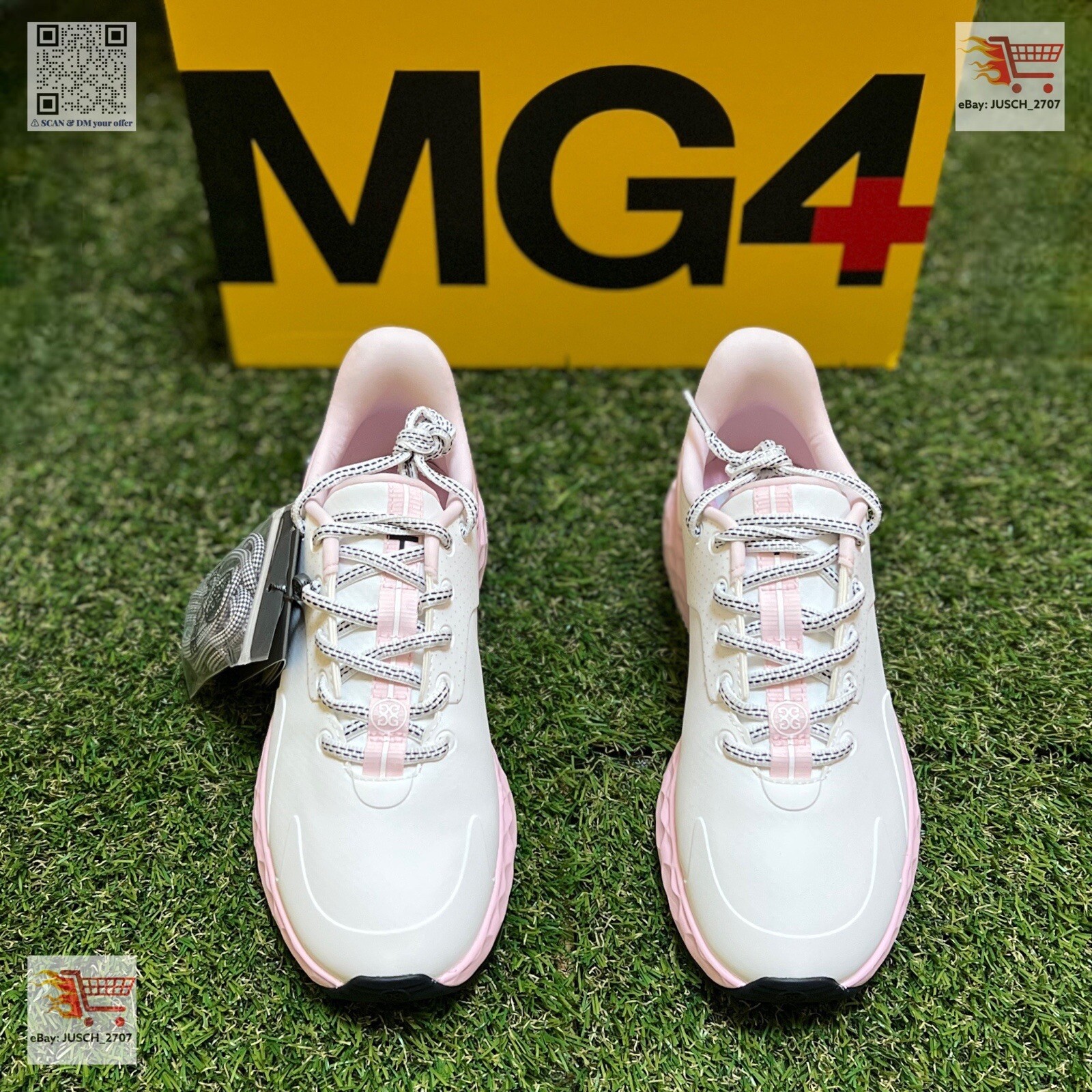 G/FORE GFORE MG4+ Limited Solid Golf Shoe Sneaker ⛳️ LADIES 6.5 White Pink Block