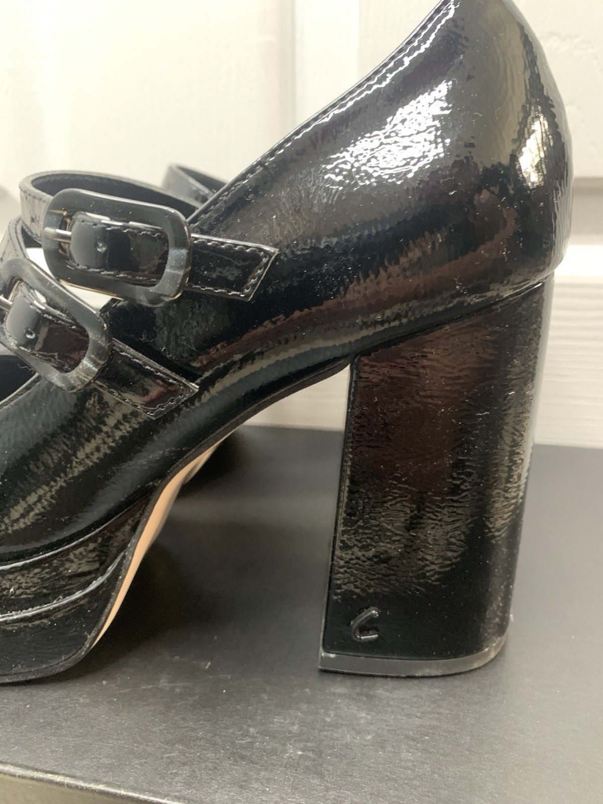 Circus by Sam Edelman Black Patent Leather Platform Mary Jane Square Toe 8M