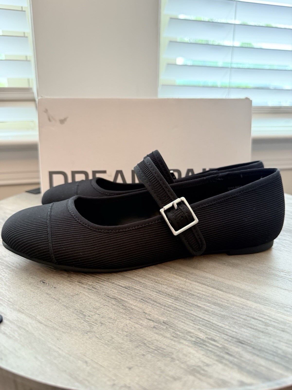 Dream Pairs Women’s Mary Jane Flats Black Buckle Strap Blended Fabric US 6.5