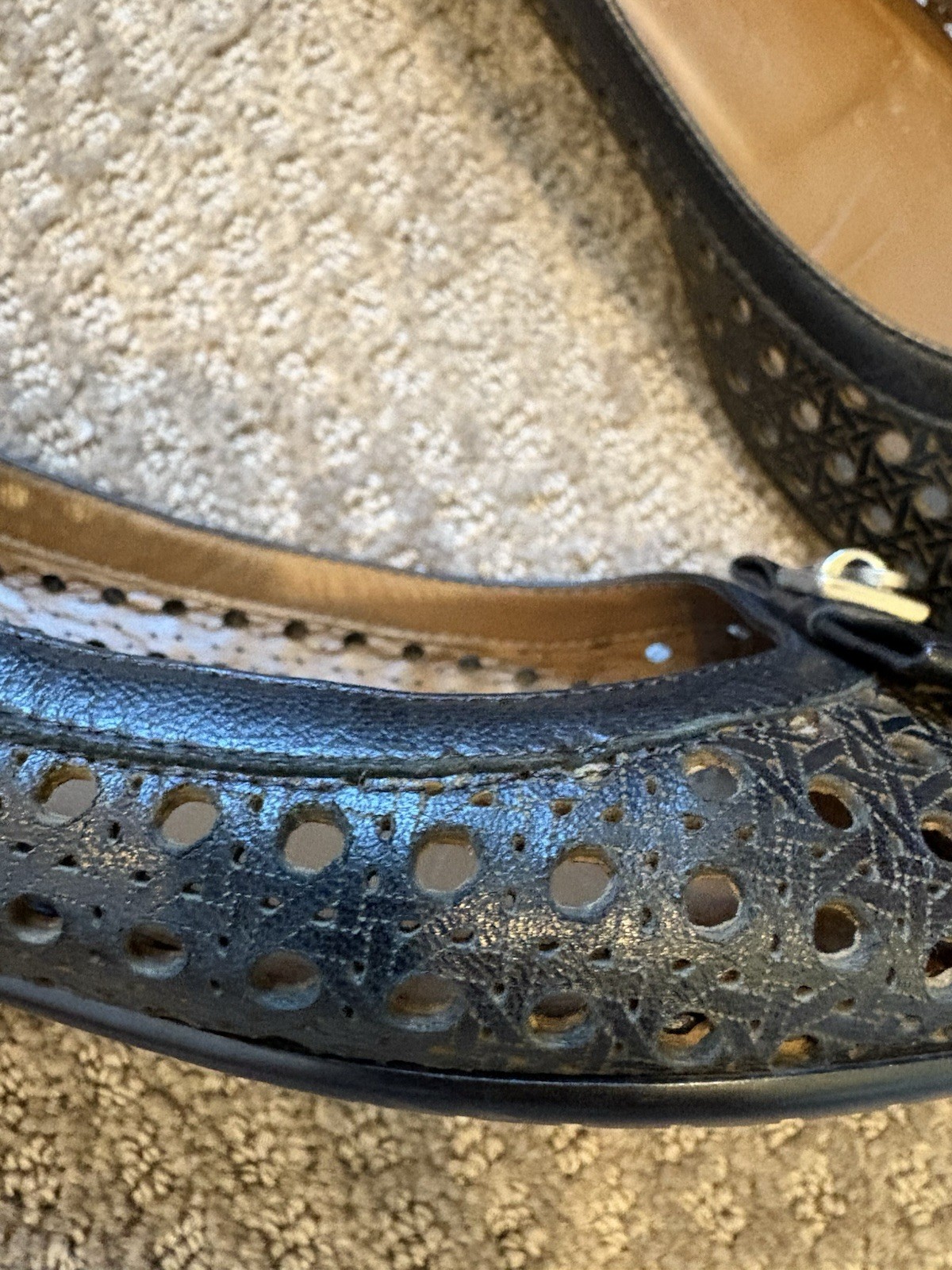 Russell & Bromley Women’s Leather Ballet Flats Lattice Detail Size 38.5