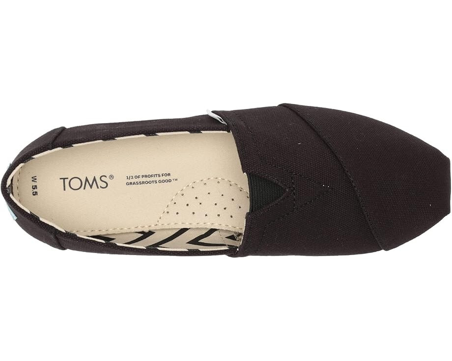 Women TOMS Alpargata Slip on Cotton Canvas 10017732 Black Recycled 100% Original
