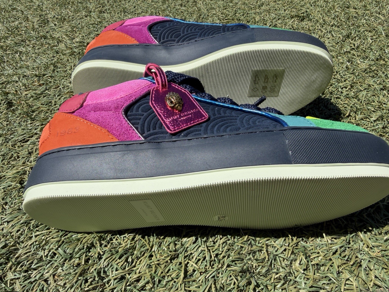 Kurt Geiger London Southbank Tag sneakers Vibrant Color Suede W Charm Size 38.5