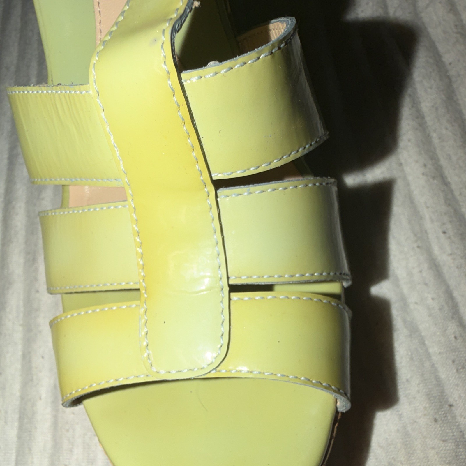 Fendi Green Logo Cork Wedges Ankle Strap Buckle Womens Size Italy-40 W US 9-9.5