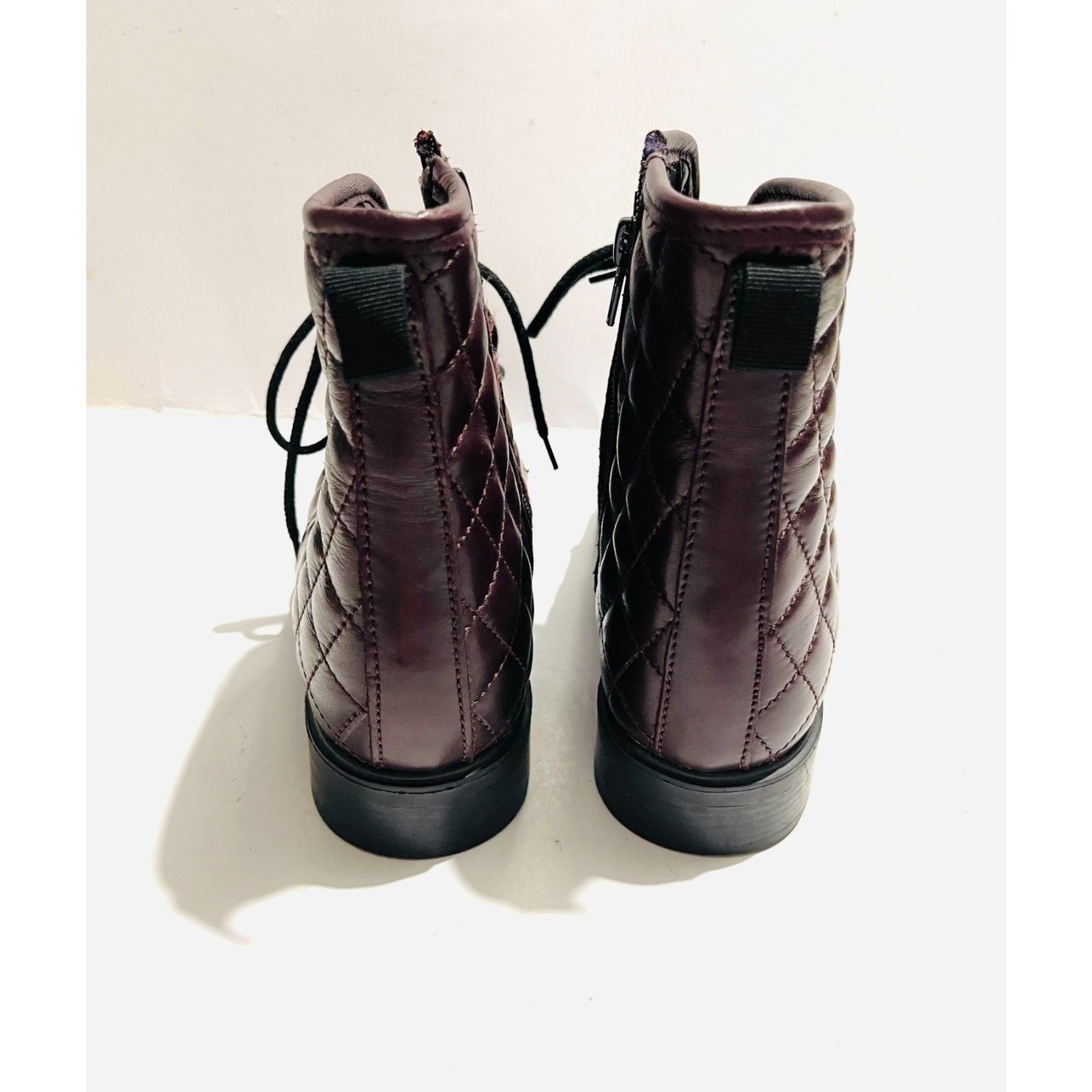 The Flexx quilted lace up combat boots chocolate brown leather casual women 8
