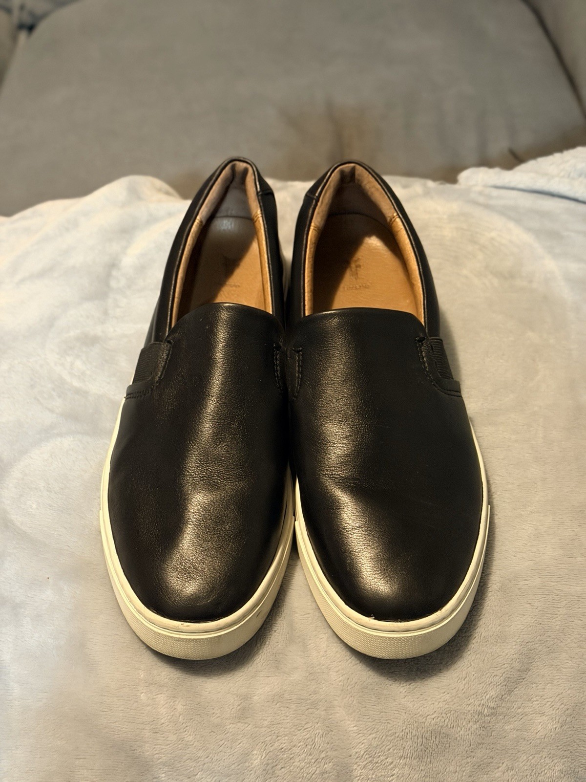 Frye Ivy Black Leather Slip On Sneakers Women’s 9.5 White Sole