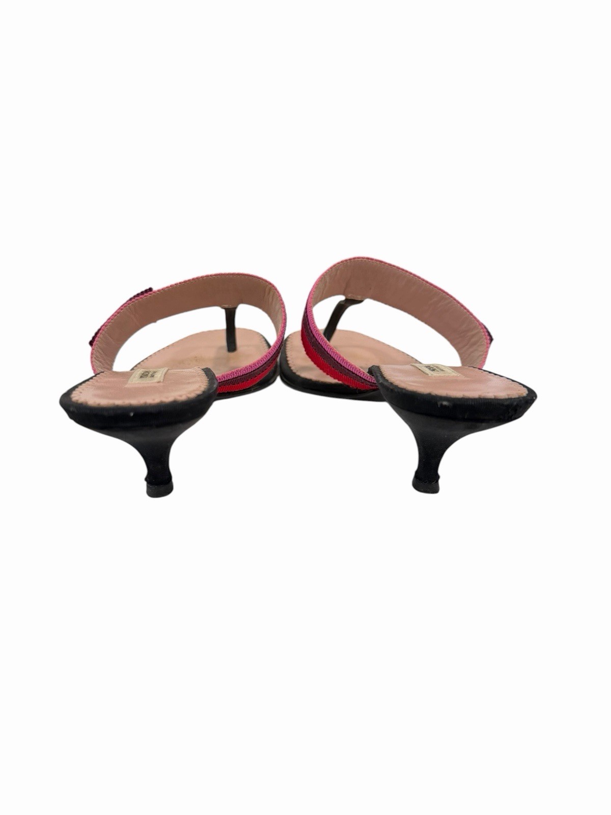 Prada Vintage Grosgrain Ribbon Bow Kitten Heel Thong Sandals Size 37