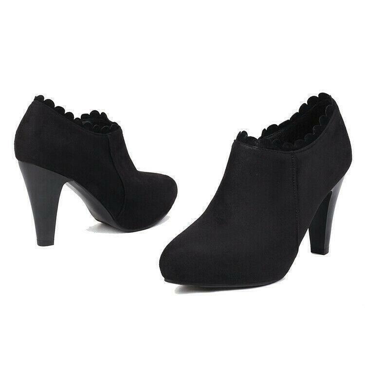 Womens Faux Suede High Heels Pumps Zip Casual Party Ladies Shoes Spring Autumn