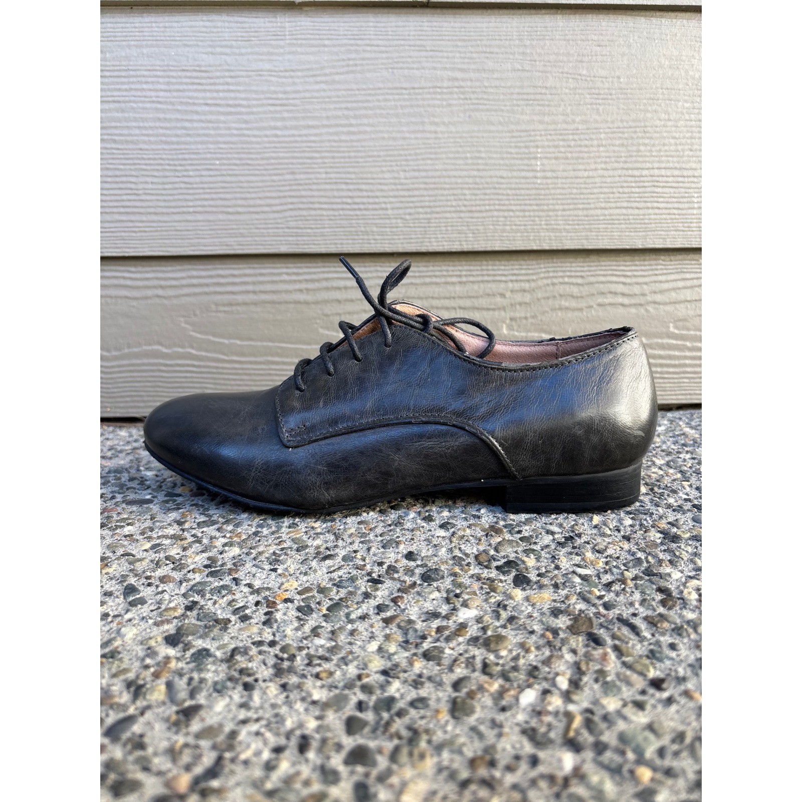 Miz Mooz Letty Derby Black Leather Lace Up Oxford Shoes Flats Women’s Size