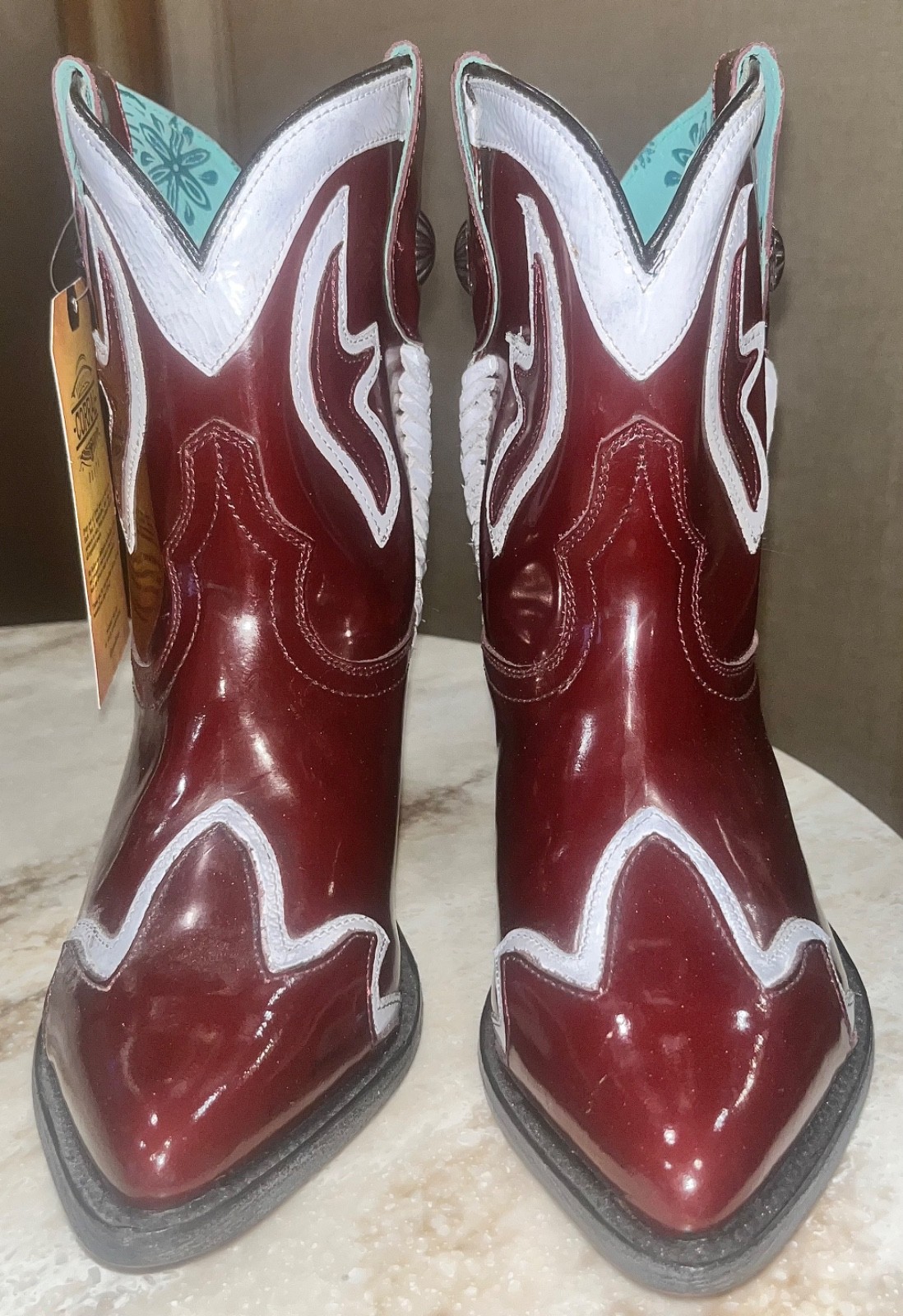 7M WOMENS CORRAL # Z0119 Lazer & Embroidery & Woven ANKLE BOOT…MSRP $199 !