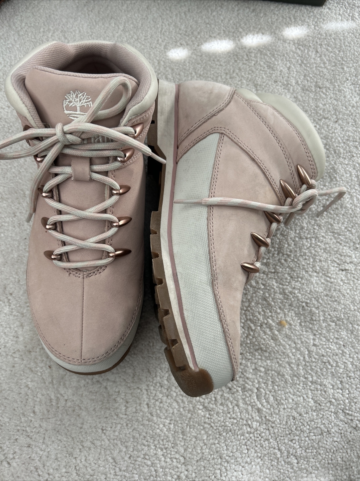 Timberland Euro Sprint Mid Hiker Light Pink Nubuck Leather Size 8.5
