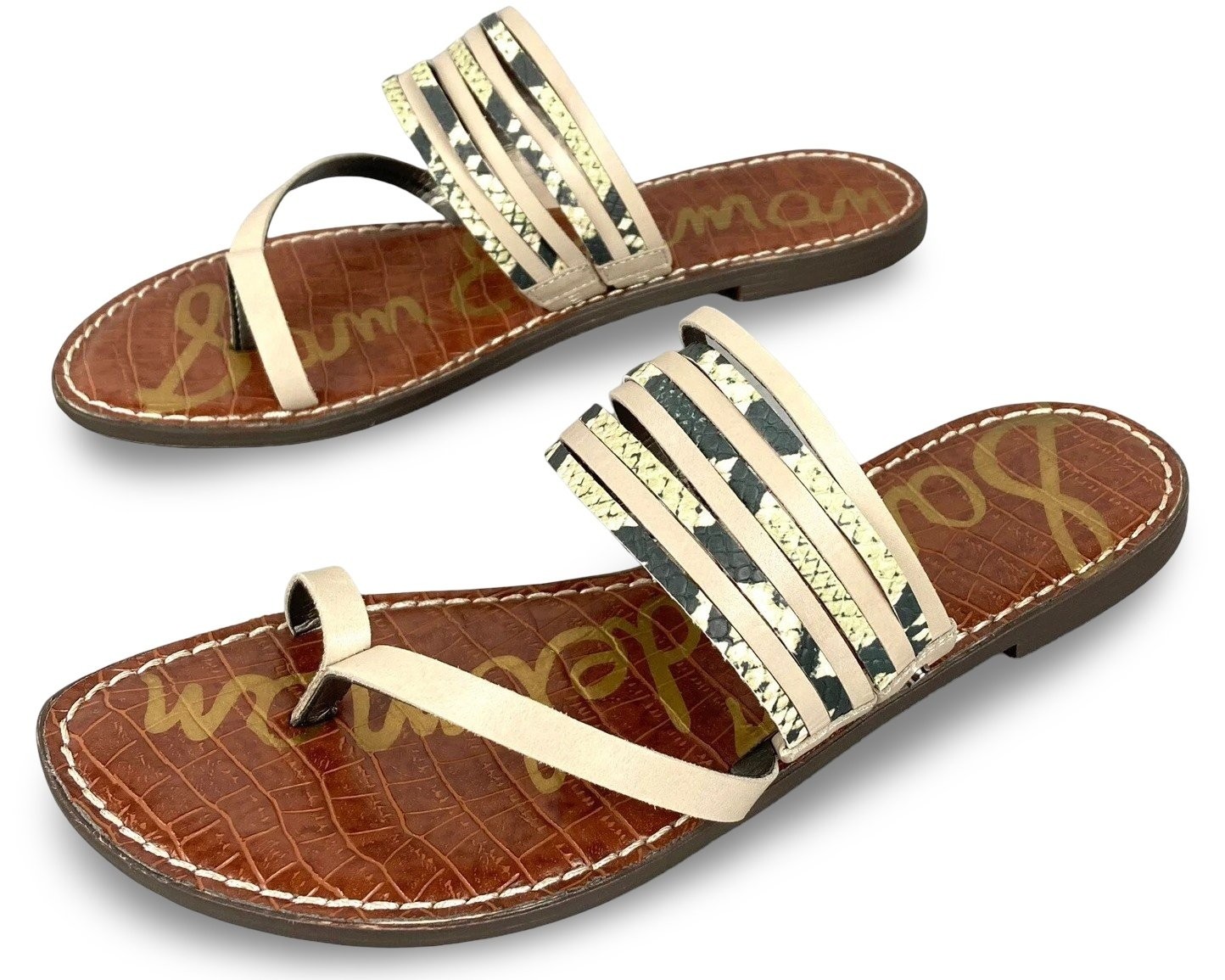 Sam Edelman Women’s Gwennie Snake Embossed Sandals NW/OB 5M