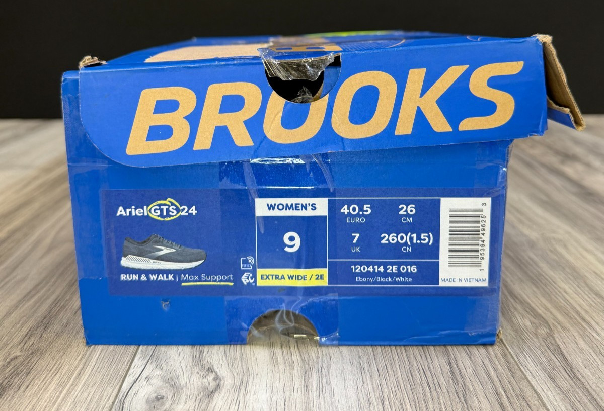 Brooks Ariel GTS 24 Ebony Black Women Running Shoes Size 9 2E Wide 1204142E016