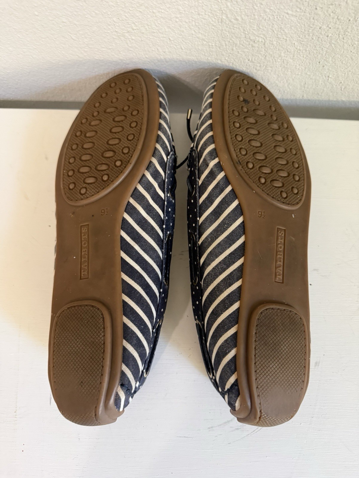Talbots Moccasins Women’s Casual Drive Flats Slip-Ons Blue/White US Size 9.5