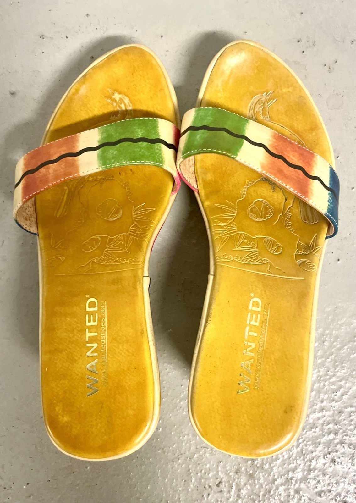 Wanted Bahama Platform Slide Sandals Size 7 Colorful Abstract Art Wedge