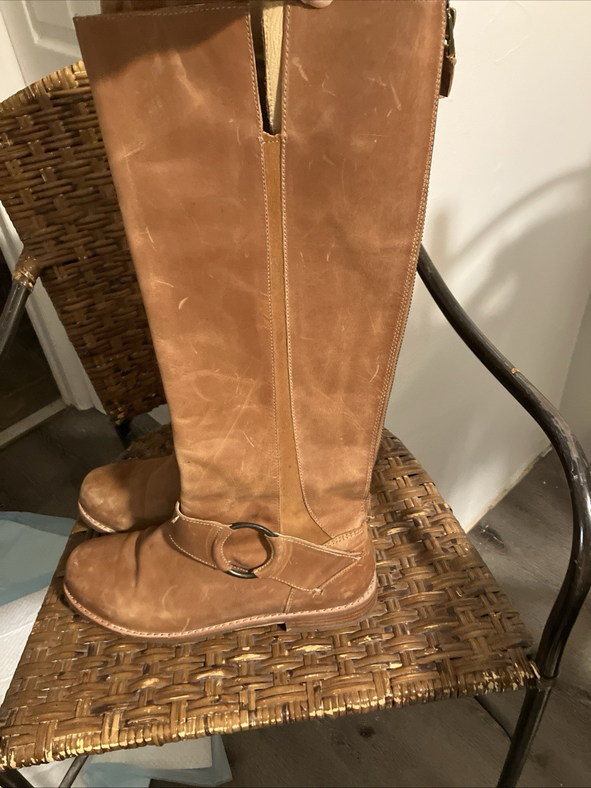Olukai Holo Lio II Women’s Tall Full Grain Leather Brown Harness Boots Size 8.5