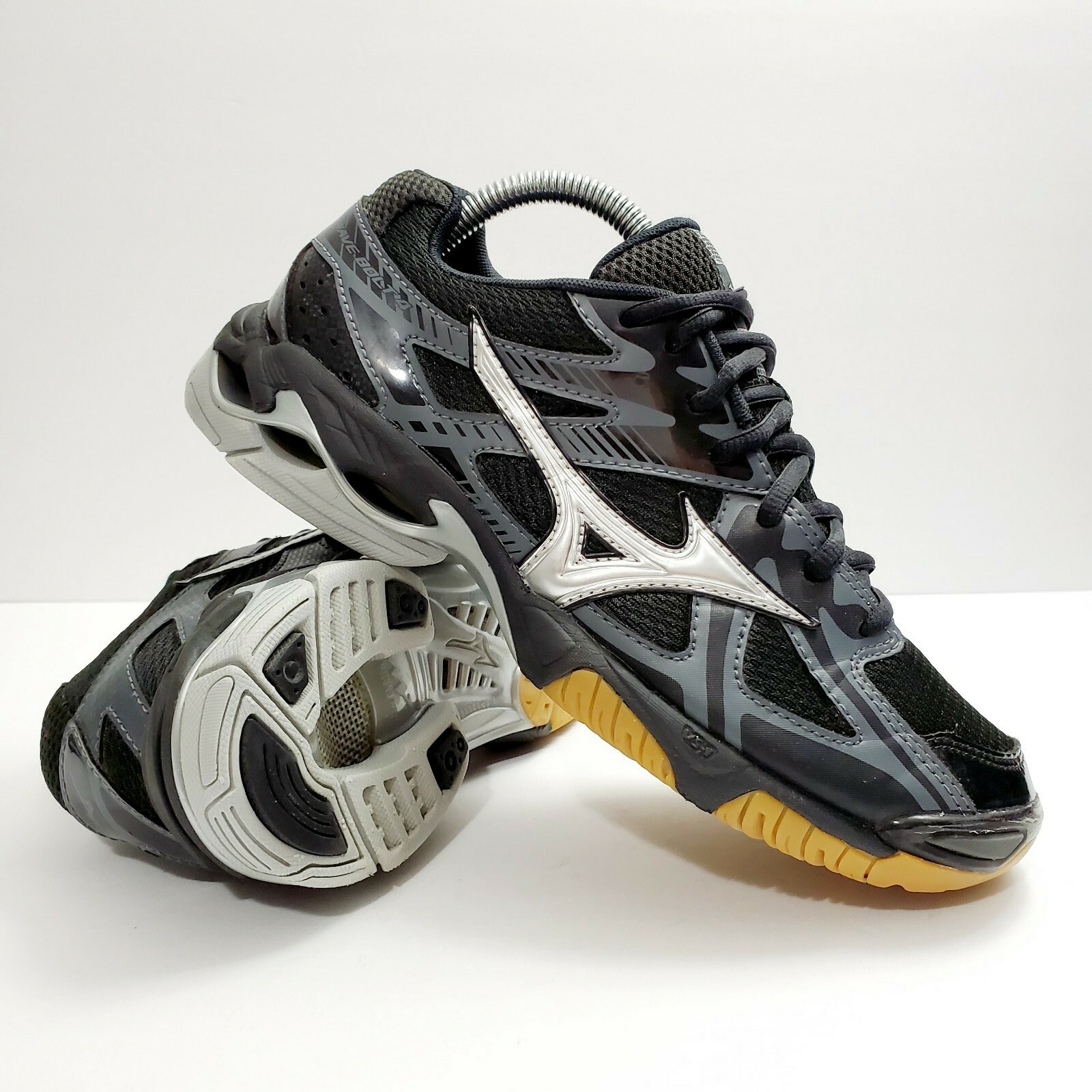 MIZUNO Shoes WAVE BOLT 4 Womens Size 8.5 Black Gray Indoor Volleyball Sneaker