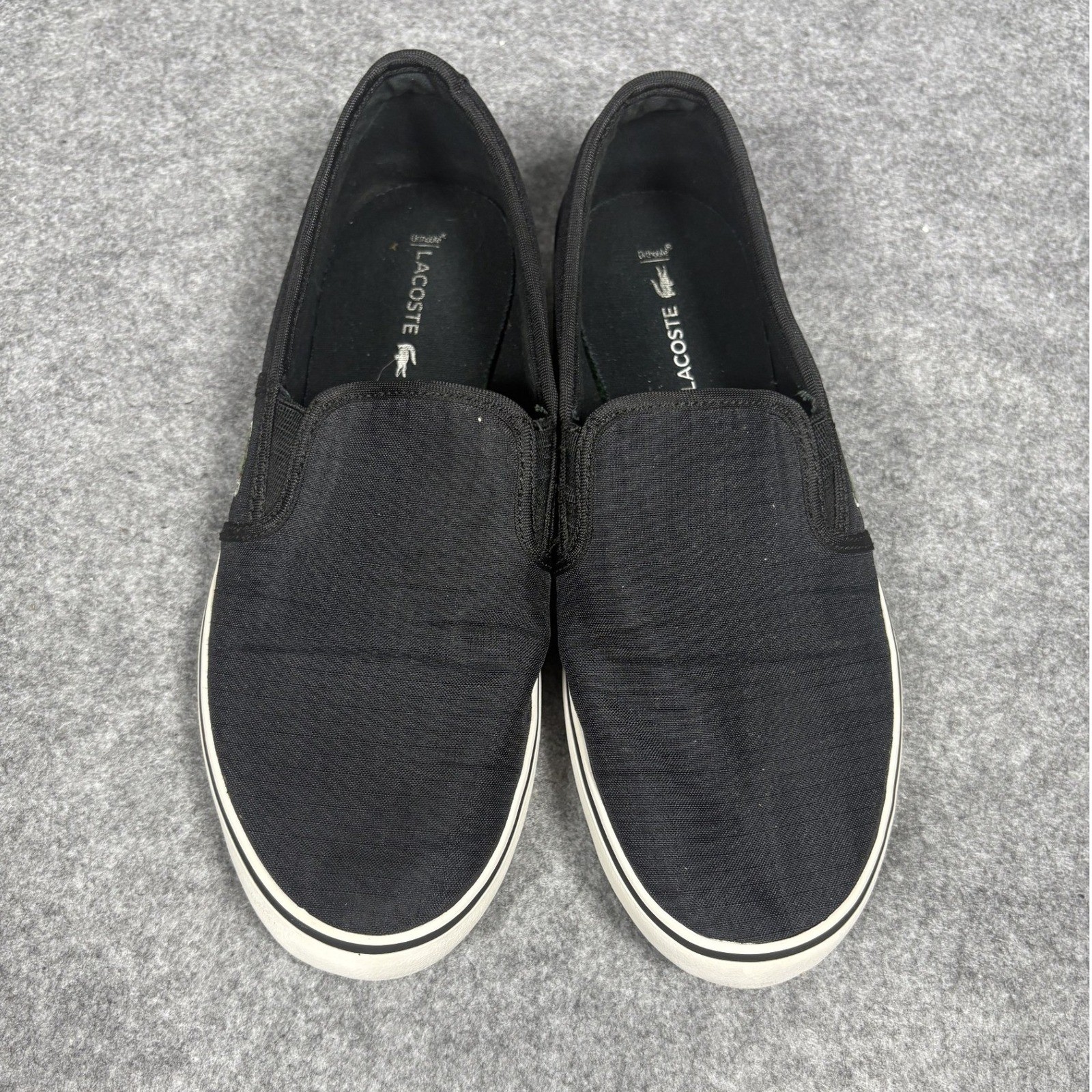 Lacoste Gazon 316 2 Slip On Sneakers 7.5 Black Canvas Embroidered Logo
