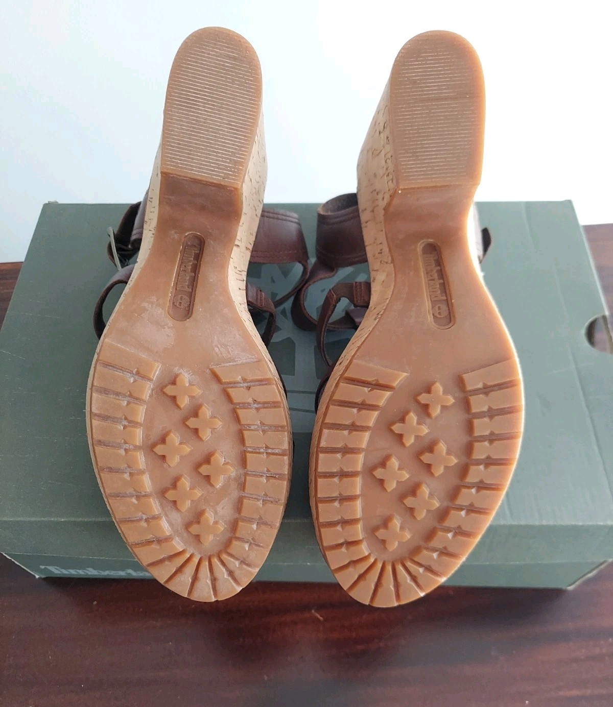 Timberland Roslyn Fisherman Sz 10 Brown Cork Platform Chunky Block Heel Sandals