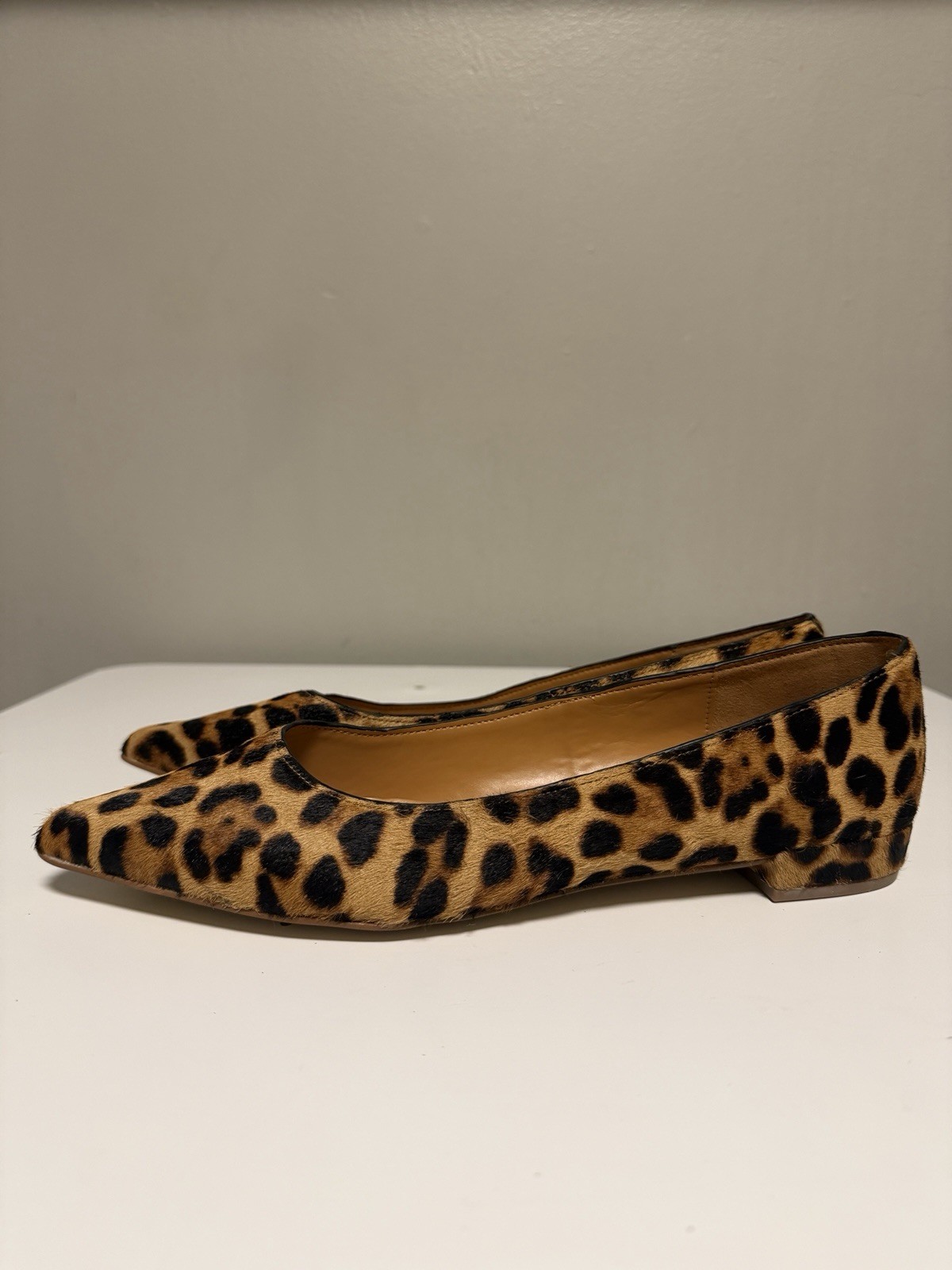 J.Crew Leopard Print Marina Calf Hair Trendy Ballet Pointed Toe Flats US 9.5