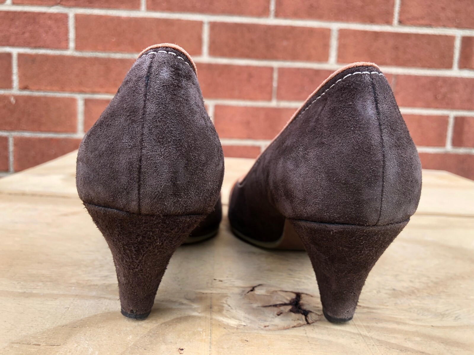 Staccato women Brown Leather suede Pumps low Heels US 6 (230)