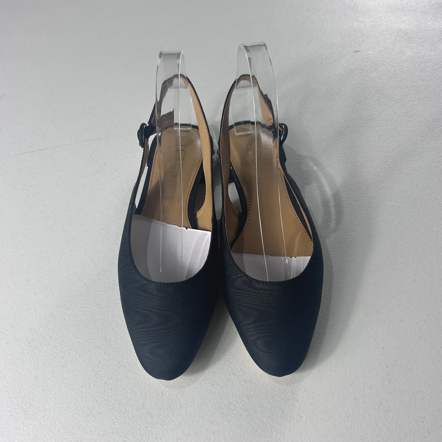 J.Crew Pearl-Heel Slingback Flats Black Textile BU506 Womens Size 5 NEW