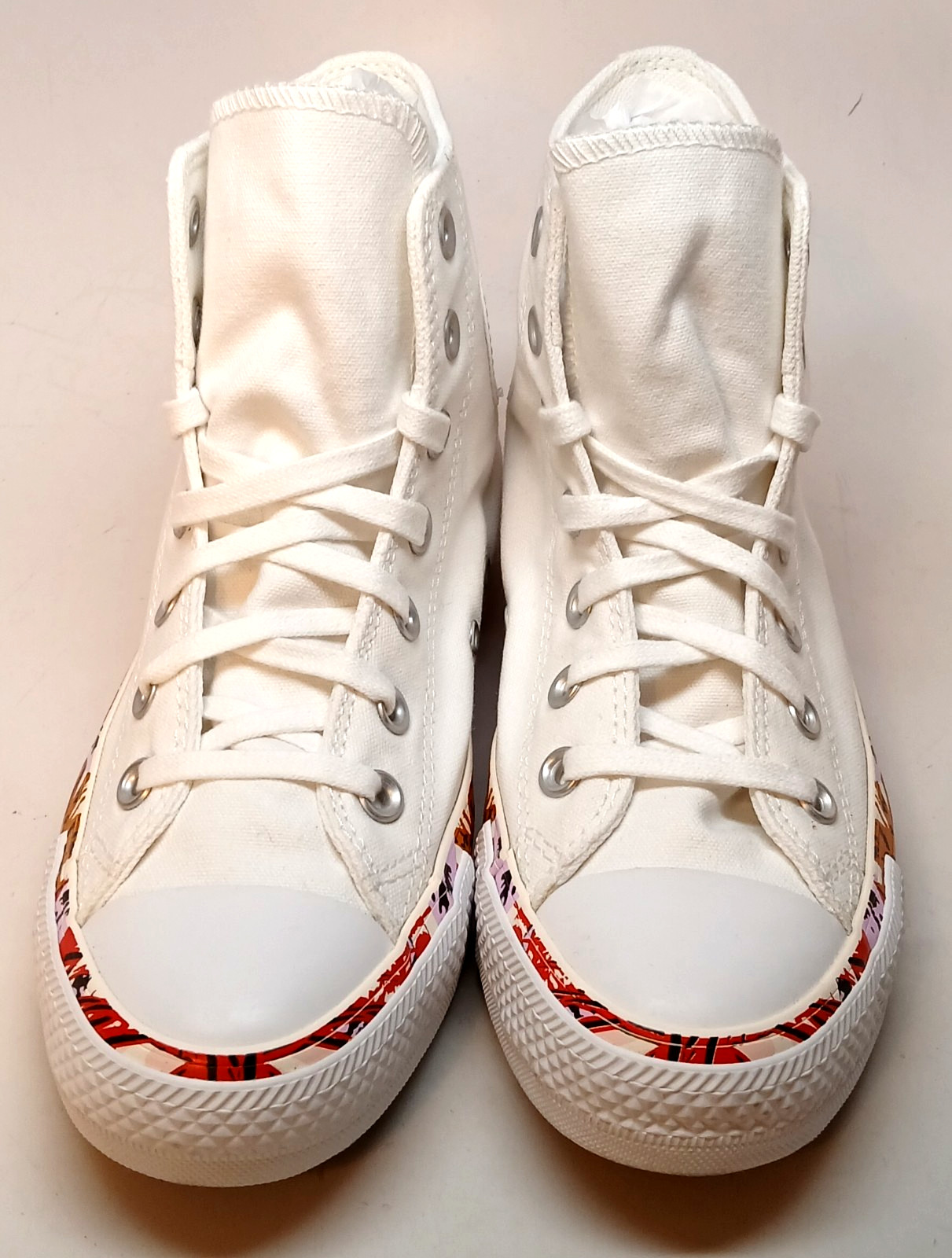 Converse CTAS Hi Women’s 7 White Canvas High Top Sneakers Tropical Summer Print
