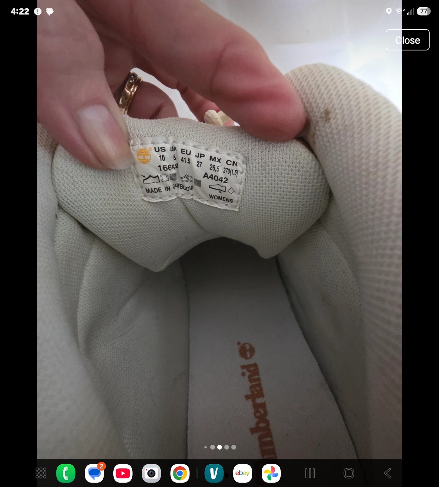 Timberland Euro Sprint Hiker, Women’s Boots, Size 10, Brown And White, 16642