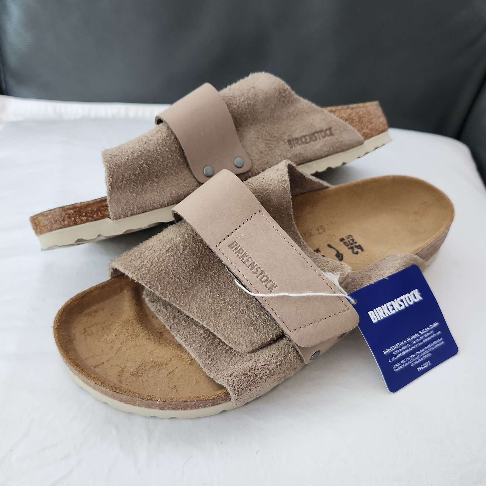 Birkenstock Kyoto Slide Suede Womens Sandal Sz 42 M/11-11.5 US TAUPE NWT