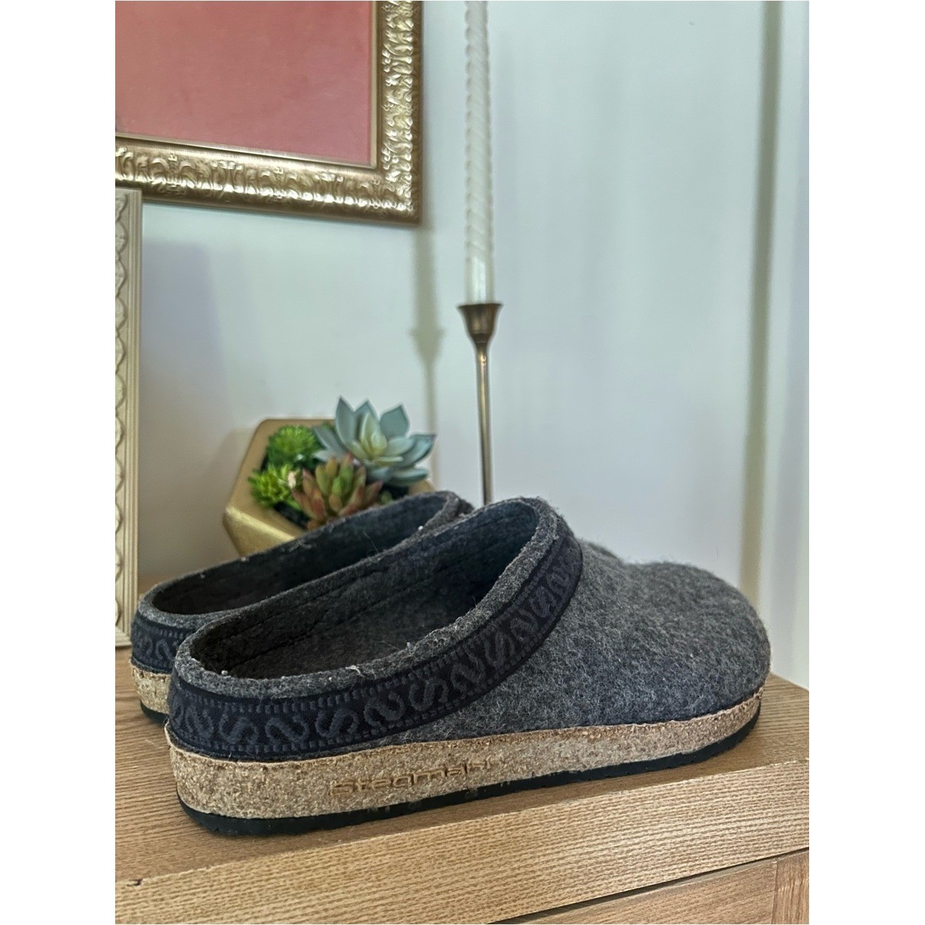 Stegmann Pure New Wool Clogs Austria Slip On Shoes Comfort Gray Women’s Size 8