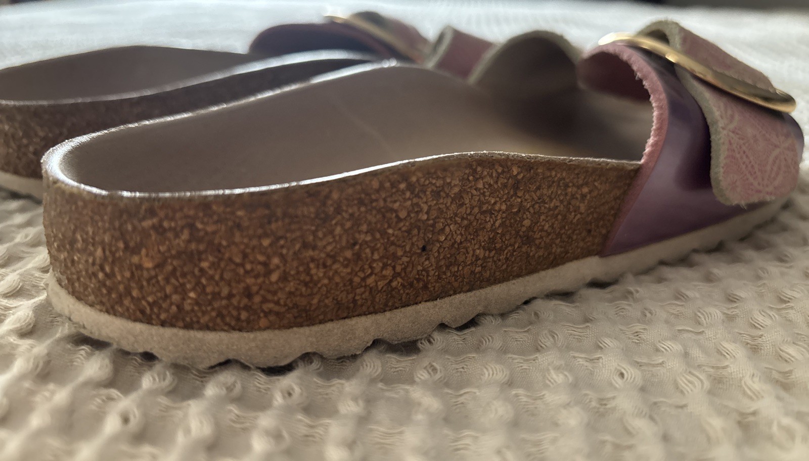 Birkenstock Madrid Gold Big Buckle Pink Lavender Leather Sandal Size 36 Germany