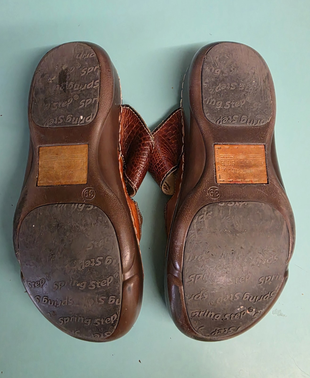 Spring Step L’Artiste Gladiolus Floral Leather Mule Red Brown EU Size 39 US 8.5