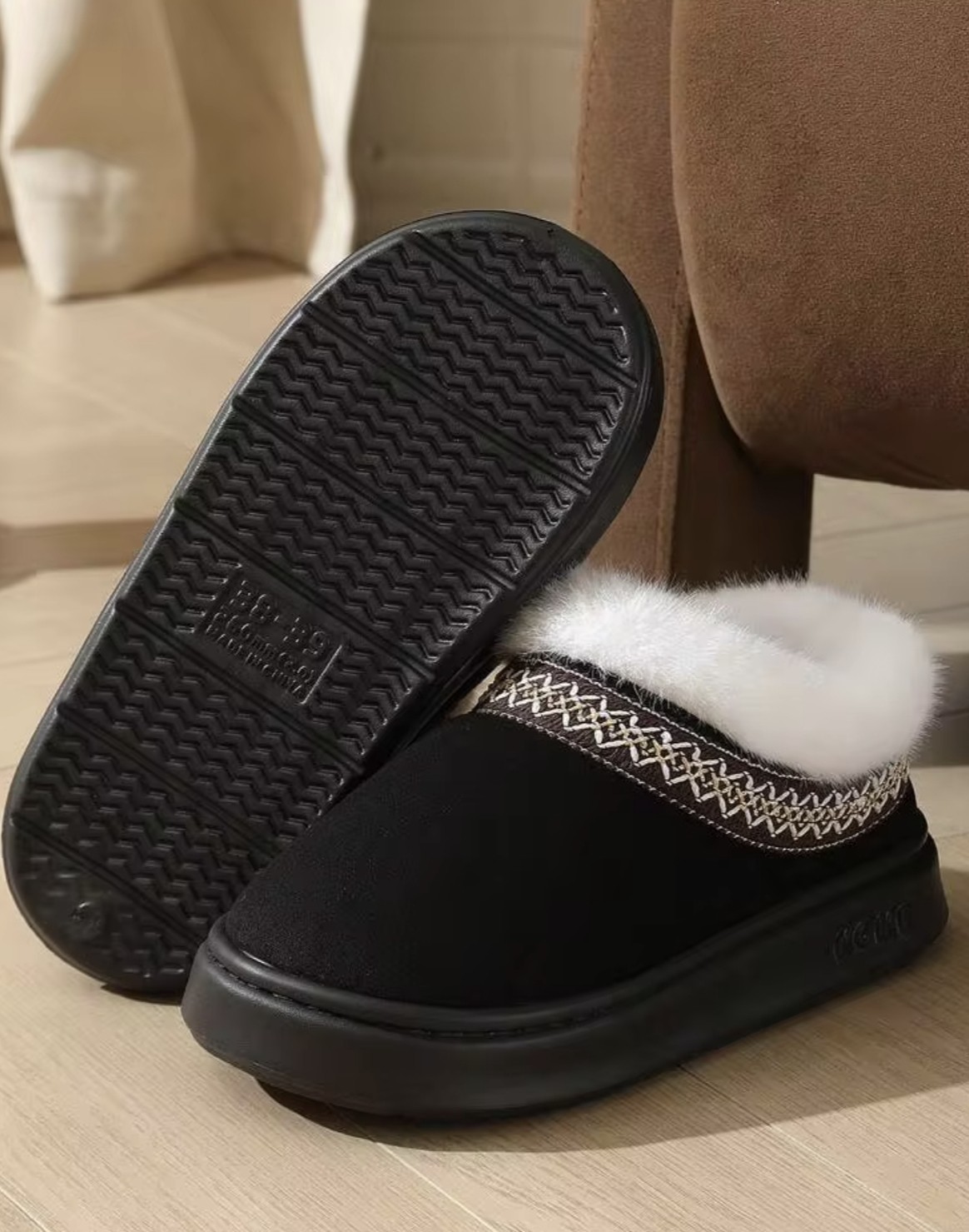 Women Winter Faux Fur Snow Boots Thick Sole Warm Plush Booties Slippers Sz 7 7.5
