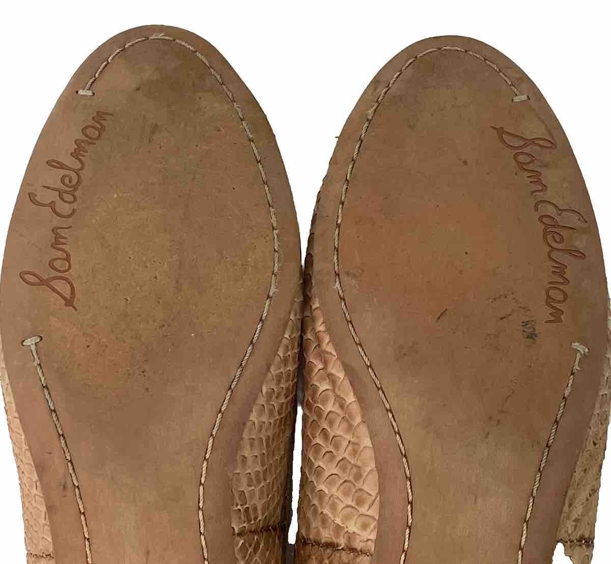 Sam Edelman Flats 7 M Gold Metallic Cap Toe Snakeskin Pattern Slip On